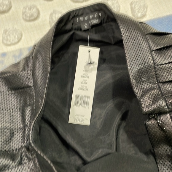 Theory Caon Perforated Pleated Leather Mini Skirt - Picture 12 of 12